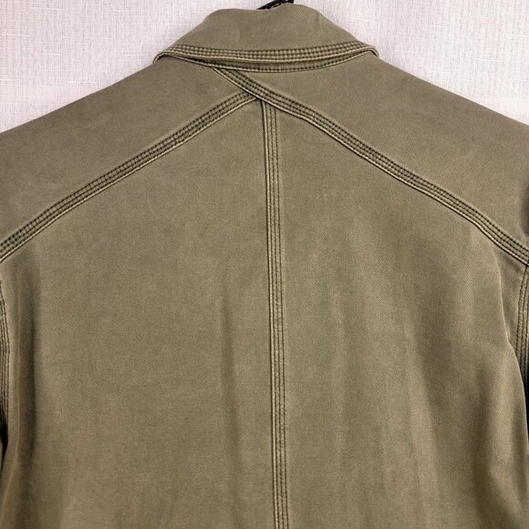 Michael Stars Small Olive Green Cotton Blend Military Shirt Jacket Zip Utility - Picture 5 of 13